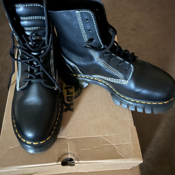 Dr. Martens | Shoes | Audrick White Stitch Leather Platform Lace Up Boots  Size Womens | Poshmark